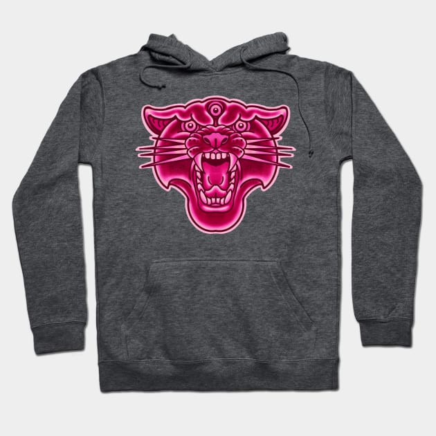 oldschool tattoo style pink panther head Hoodie by weilertsen